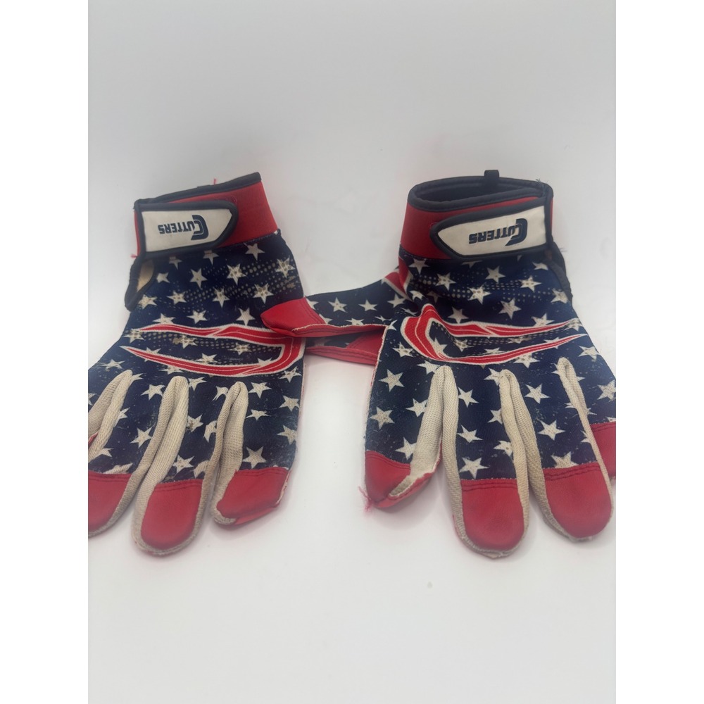 Cutters Rev Pro Football Receiver Gloves USA‎ American Flag Stars Stripes L/XL